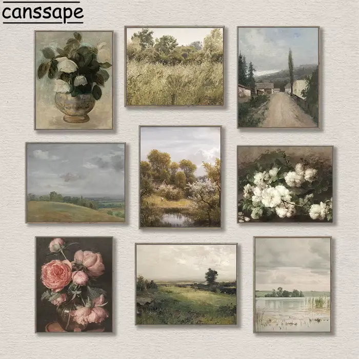 Paysage rural français Vintage Brook toile peinture