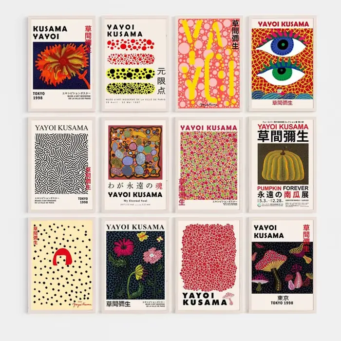 Affiche d'art mural abstrait Yayoi Kusama Pumpkin Works