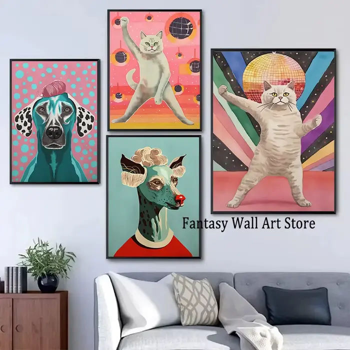 Affiche drôle de chats et de chiens Vintage