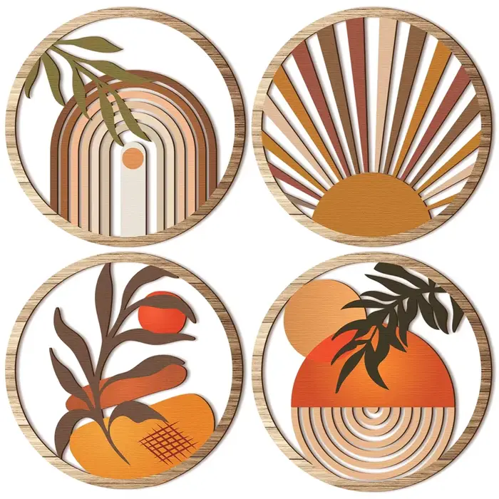4 pièces mur en bois bohème mur Art ferme