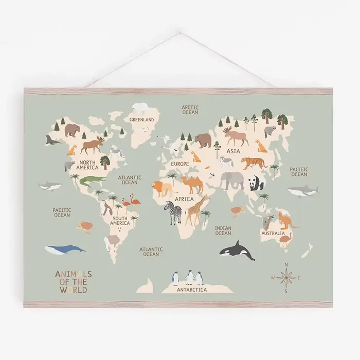 Toile de peinture de carte du monde