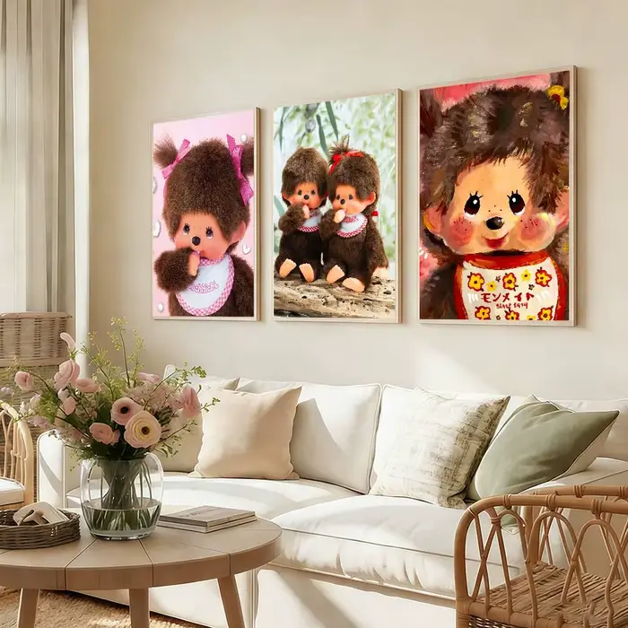M-MonchhichiS-ES Affiches autocollantes mignonnes de dessins animés