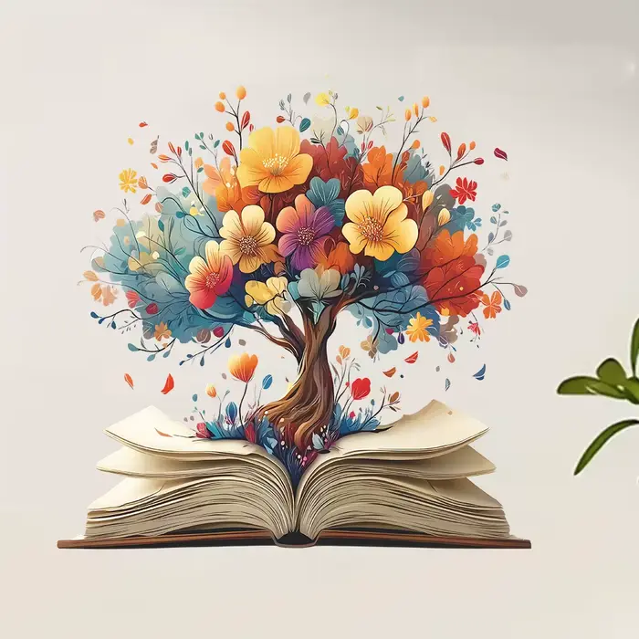 Les autocollants muraux fleurs et arbres du livre conviennent à la décoration murale dans le bureau. Ces