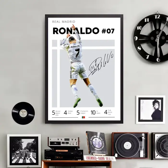 Peinture calligraphique de Cristiano Ronaldo sur toile, affiche murale, décoration d'intérieur haut