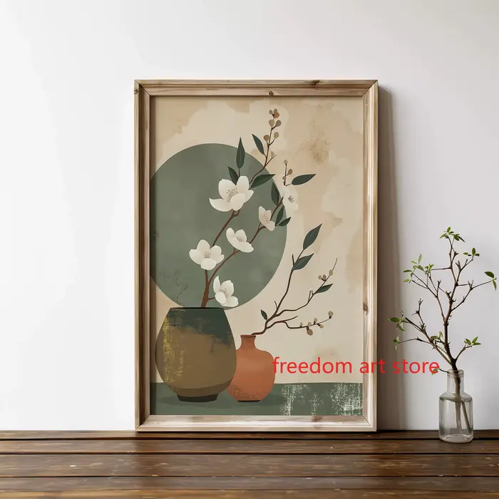 Affiche d'art minimaliste Zen de Style japonais bonsaï Beige Wabi Sabi Japandi, peinture sur toile, 