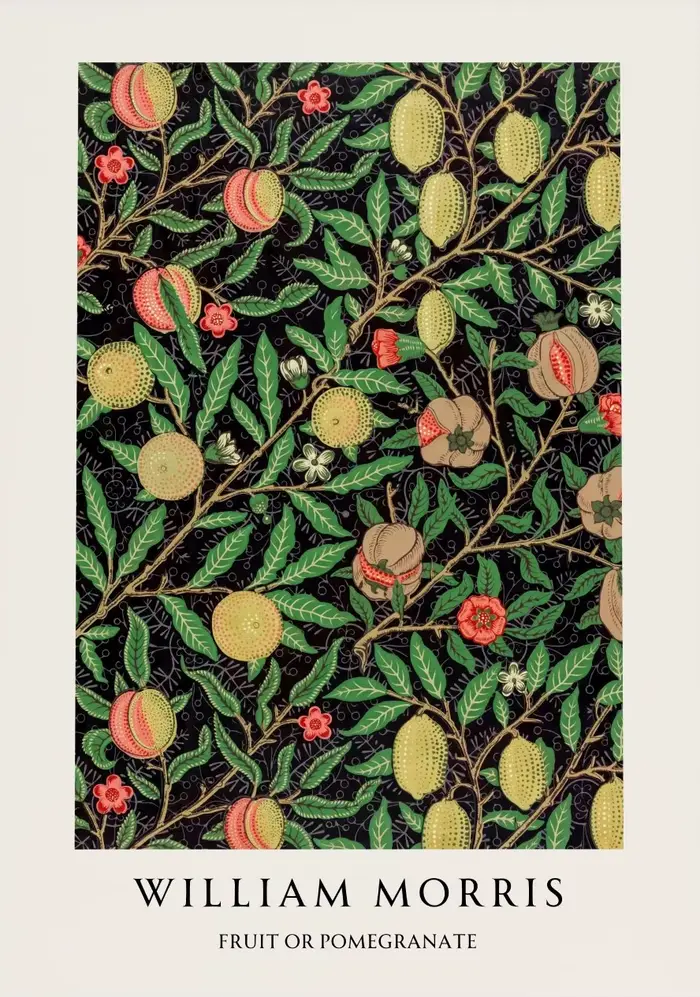Affiche d'exposition de William Morris, imprimés botaniques neutres, peinture sur toile, images d'ar