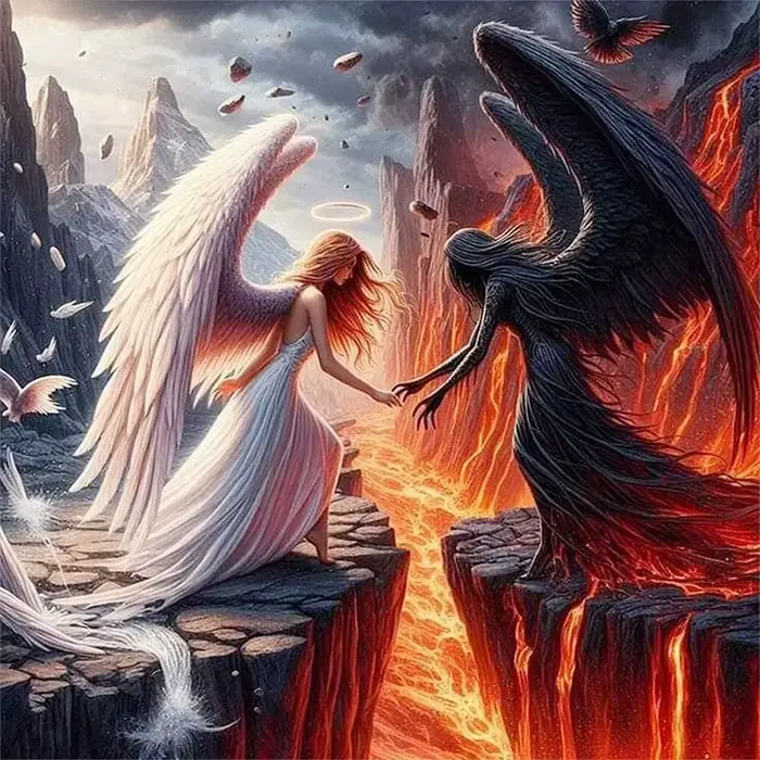 1 ensemble de peintures diamantées Diable et Ange, kit de peinture diamantée complète DIY pour adult