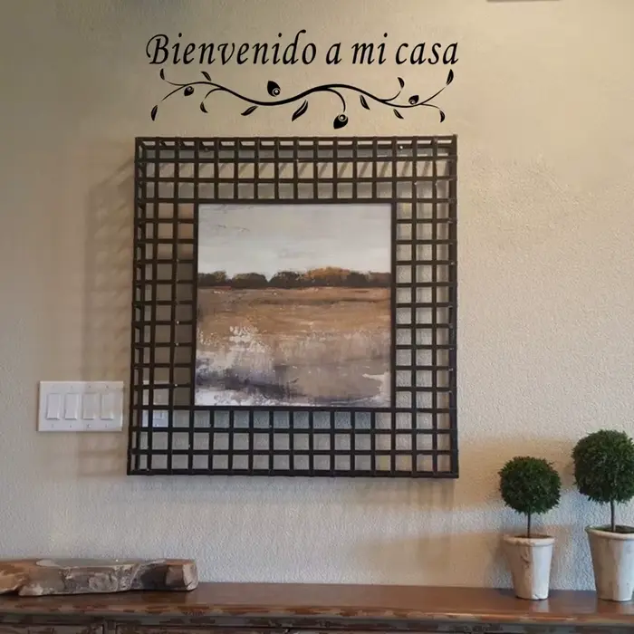 Autocollant mural espagnol « Bienvenido a mi casa » pour la décoration de la maison
