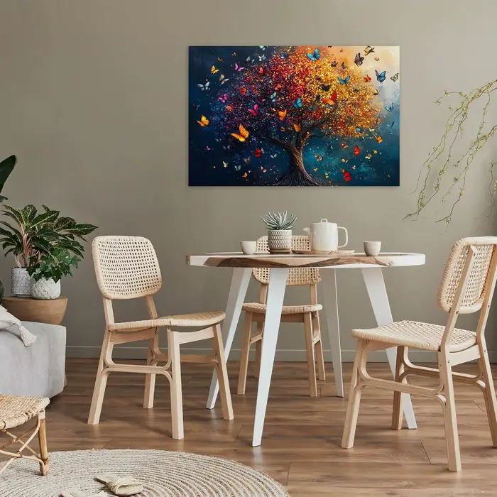 Toile d'art mural abstrait doré arbre de vie