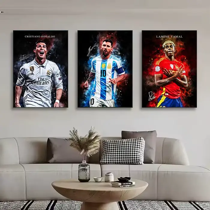 Affiche sur toile de portrait iconique de star du football, athlète sportif célèbre, peinture murale, décoration intérieure, cadeau