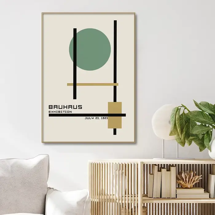 Bauhaus – affiches murales modernes et minimalistes, lignes de blocs de couleurs vertes, imprimés, peinture sur toile, images abstraites, décor de salon
