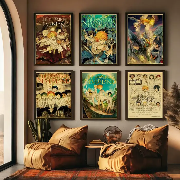 Anime P-Promised Neverlands peinture calligraphie toile de coton de haute qualité affiche Art mural pour salon décor de maison moderne