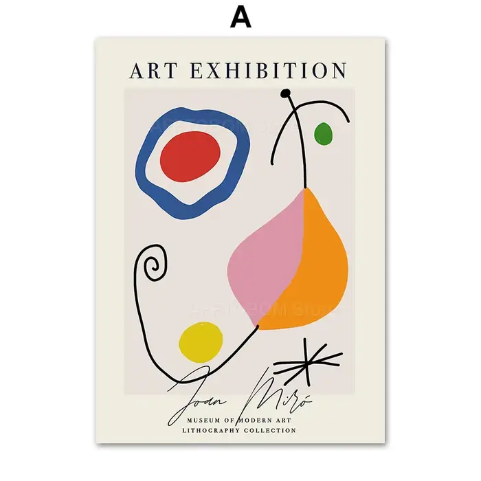 Joan Miro – affiche d'exposition de musée surréaliste imprimée, peinture sur toile d'art mural, dess