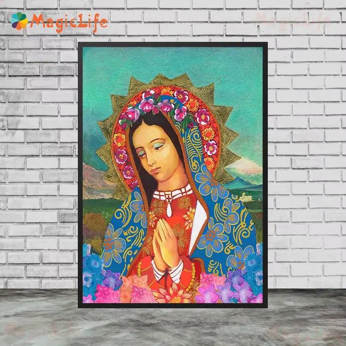 Toile d'art mural avec ange gardien et vierge De Guadalupe