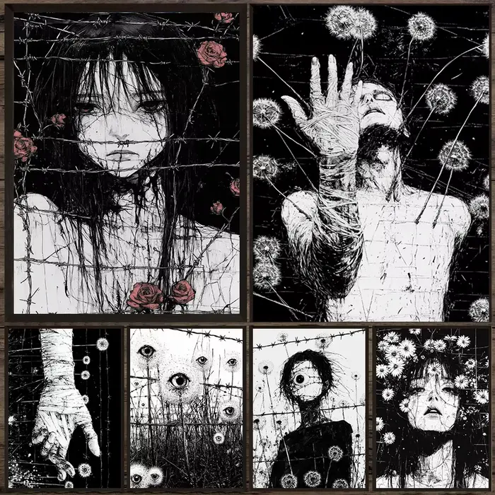Peinture sur toile d'anime gothique sombre