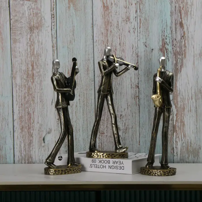 Statue abstraite de bande de résine, musique Rick, art nordique, modèle de bande de bar, sculptures pour salon, décoration de la maison