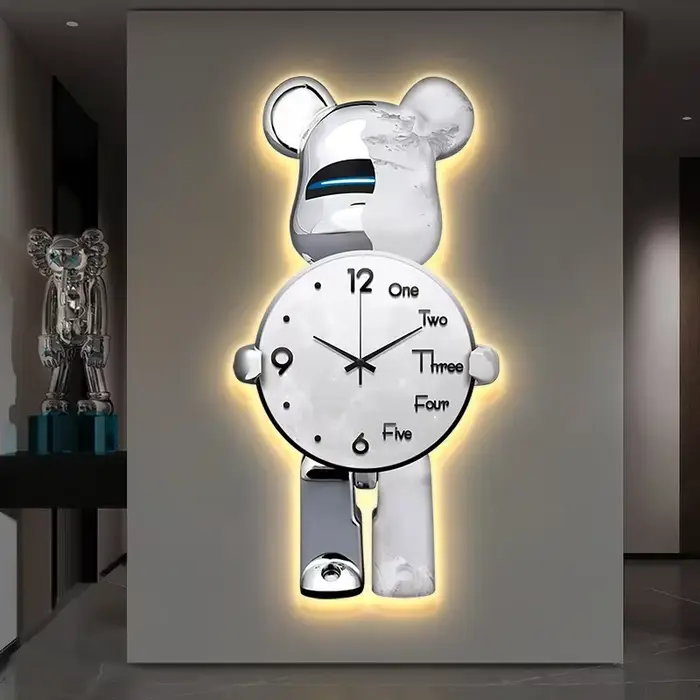 Grande horloge murale artistique numérique Led silencieuse