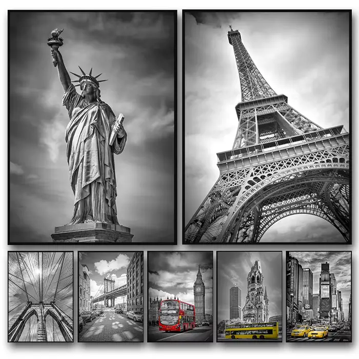 Affiche de ville en noir et blanc