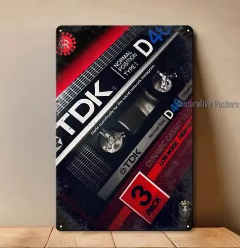 Tdk – affiche métallique Hi-Fi stéréo Vintage, ruban à Cassette, 20x30cm, signe en étain