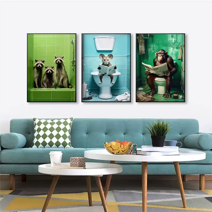 Affiche d'Art Mural en Toile avec Image d'Animal Drôle