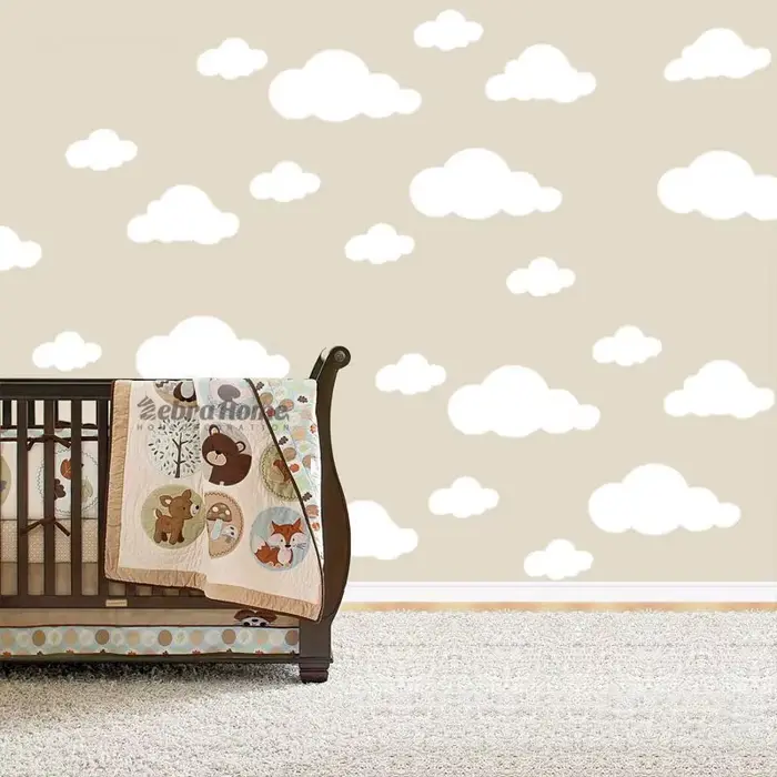 Autocollant mural PVC nuage blanc style nordique