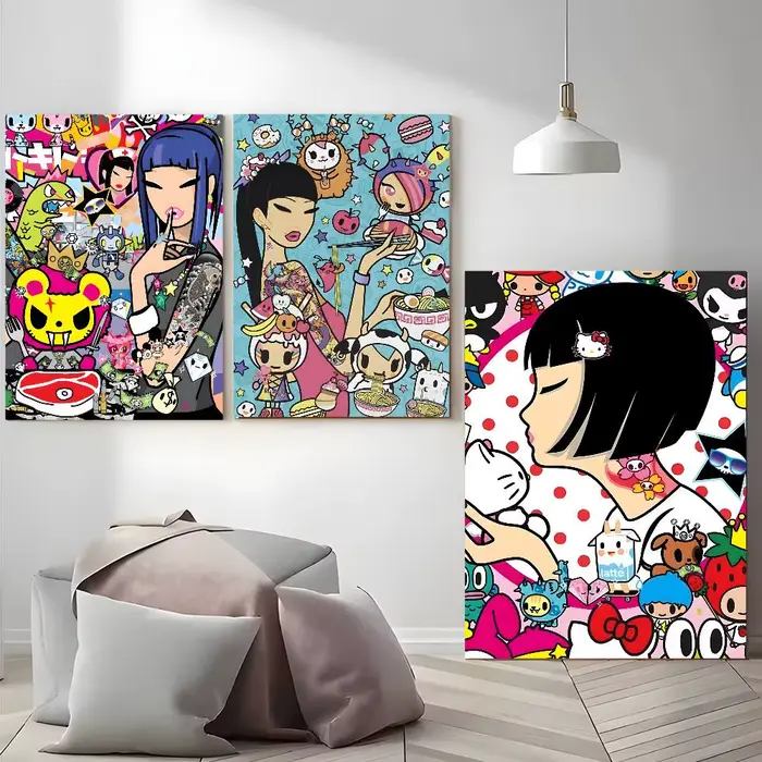 Affiche de dessin animé t-tokidoki Kawaii, autocollant en papier imperméable, décoration murale pour café, Bar, dortoir