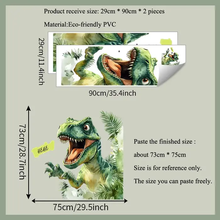 Autocollant Mural de dinosaure peint de dessin animé