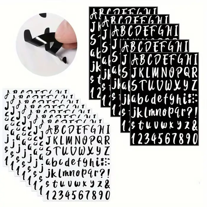 Ensemble d'autocollants Alphabet et chiffres – 72 pièces/feuille