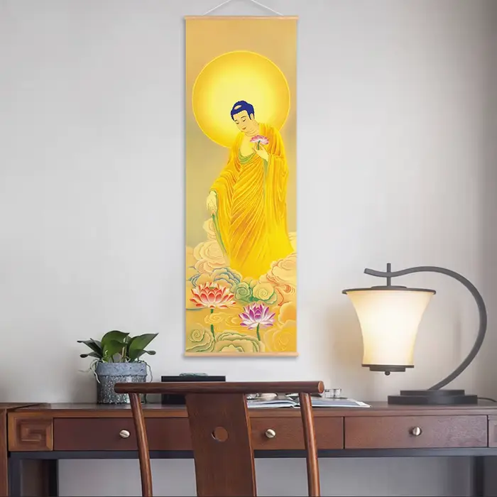 Peinture d'art mural sur toile avec cintre en bois