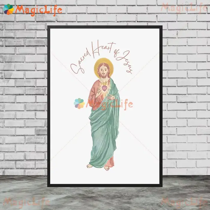 Affiche murale du Sacré-Cœur de Jésus Saint kk, peinture sur toile sans cadre