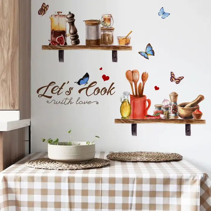 Autocollant mural à motifs pour cuisine, décoration de fond pour restaurant, décoration murale de ch