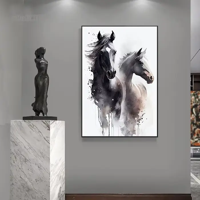 Cheval aquarelle toile peinture à l'huile imprime photos Animal cheval abstrait mur Art affiches murale pour salon décor à la maison
