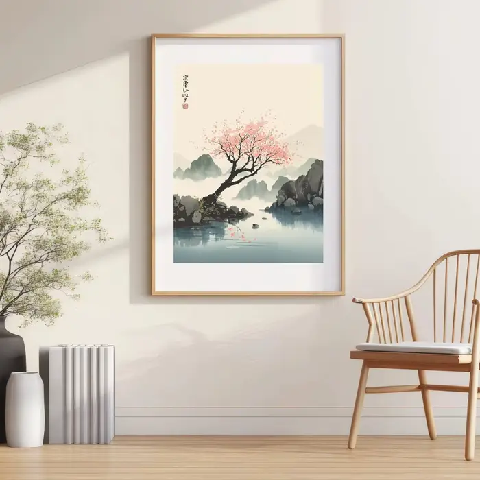 Affiche imprimée sur toile de fleur de cerisier japonaise