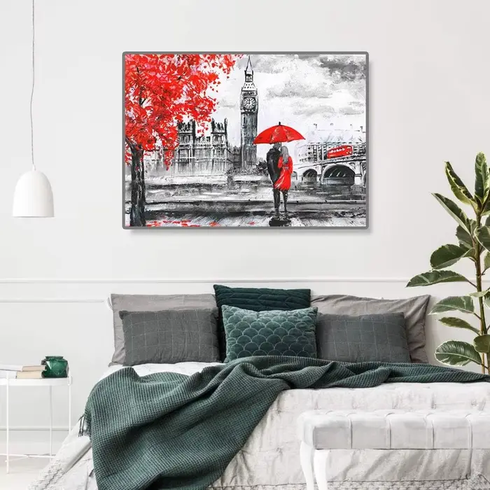 Paris Couples marche paysage toile Art peinture ville moderne abstraite tour Eiffel aquarelle Graffiti affiche mur décor à la maison