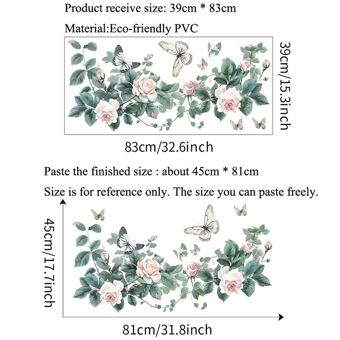 Autocollant mural de plantes vertes et de fleurs