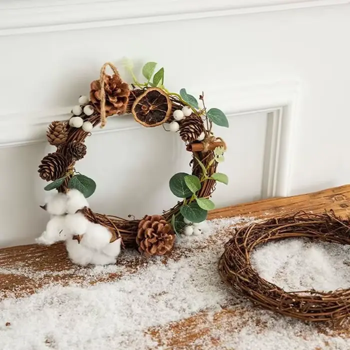 10cm/15cm/20cm cadre en rotin artificiel maison de mariage fête de noël jardin extérieur décor bricolage mariée couronne porte accessoire suspendu