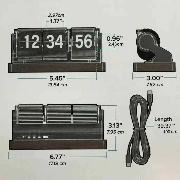 Horloge à bascule en bois avec affichage des secondes