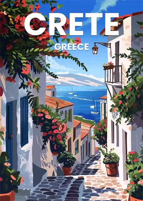Affiche d'art moderne pour villes de voyage, Santorin, Rome, Crete, Paris, londres, imprimés sur toi