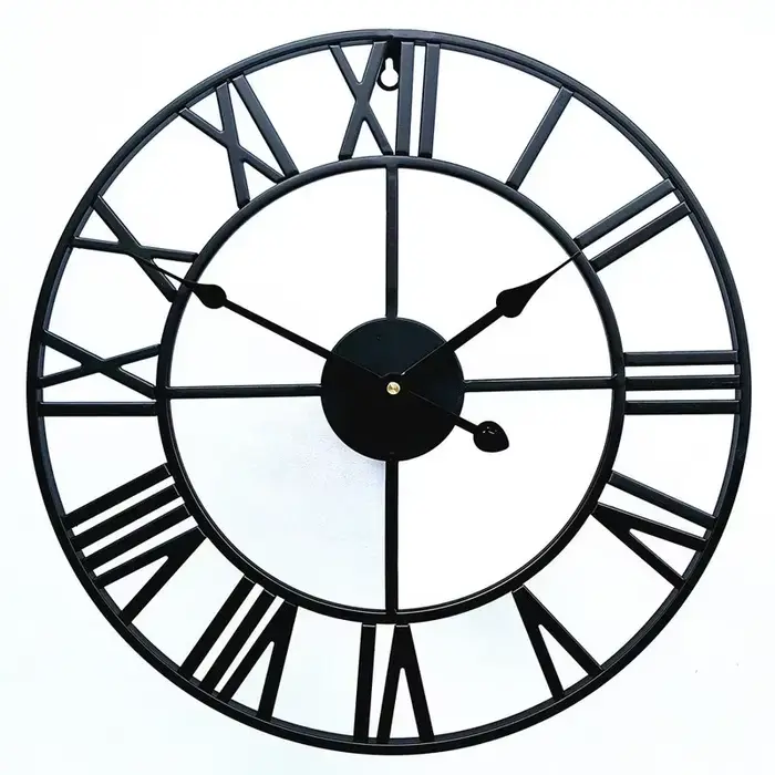 Grande horloge murale 3D avec chiffres romains, 40 cm, 47 cm, 60 cm, 80cm, art mural rond creux, hor