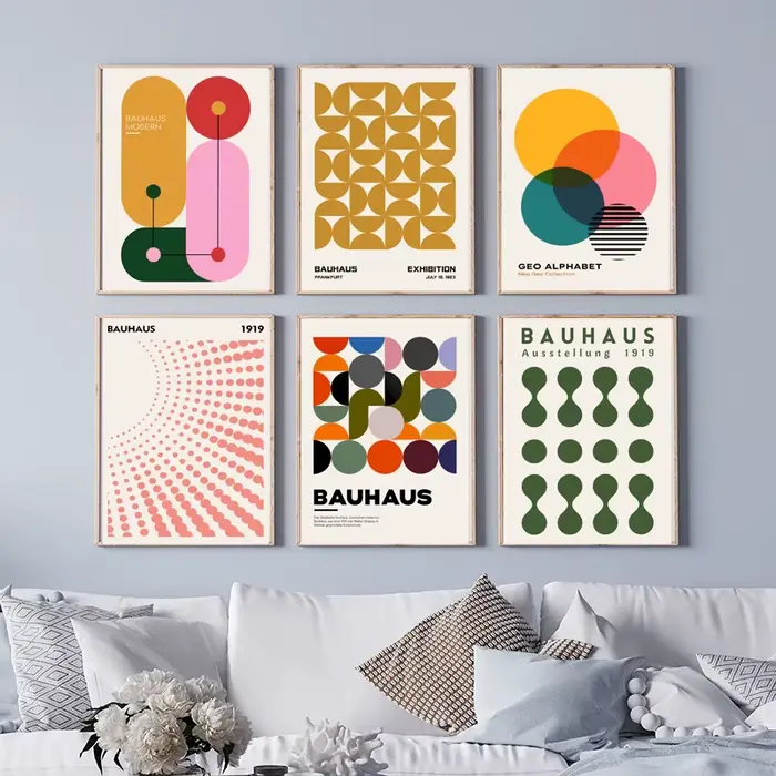 Affiche et imprimés d'exposition géométrique abstraite Unique Bauhaus moderne