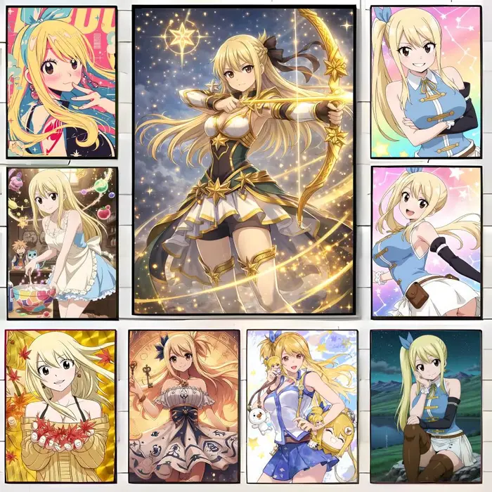 Affiche murale avec personnage joyeux Lucy Heartfilia, impression artistique, peinture murale décorative, décoration de la maison, cadeau sans cadre