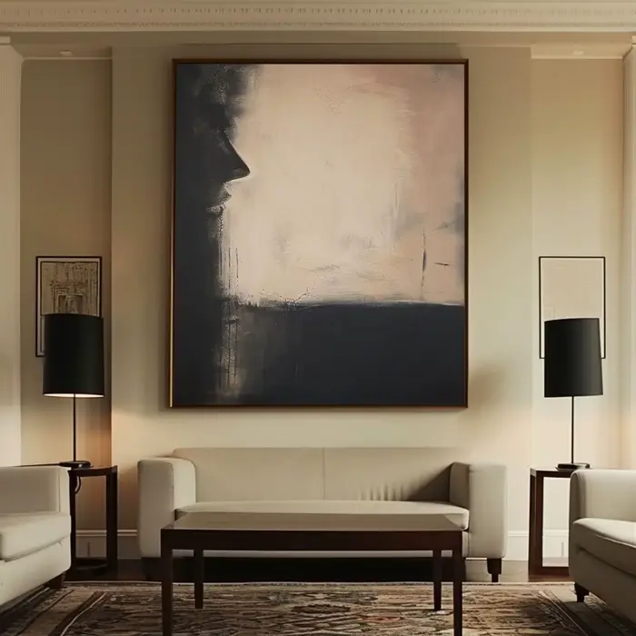 Wabi-sabi Art mural noir Beige peinture abstraite médiévale