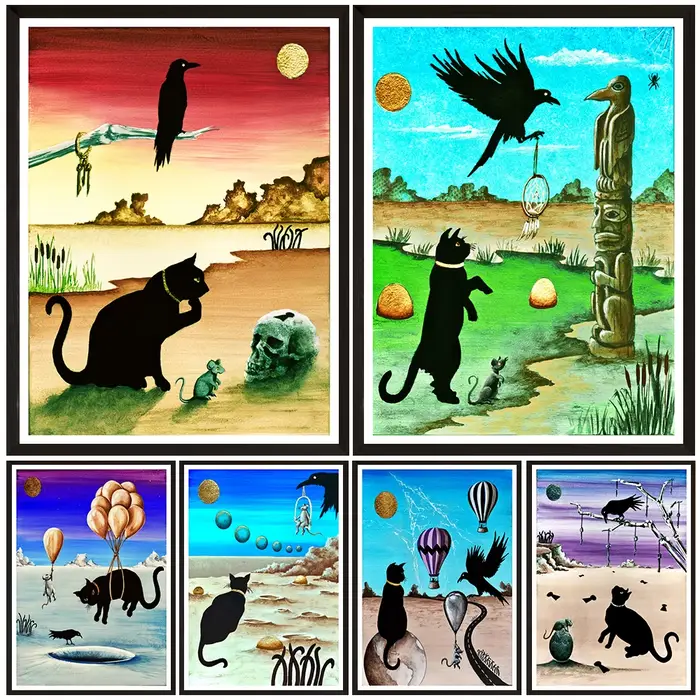Affiche et impression de chat noir mystérieux