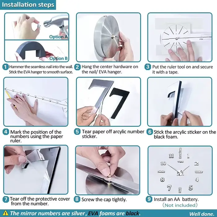 Nouveau 60-120 cm 3D bricolage horloge murale géante acrylique miroir horloges décoration de la maison salon chambre