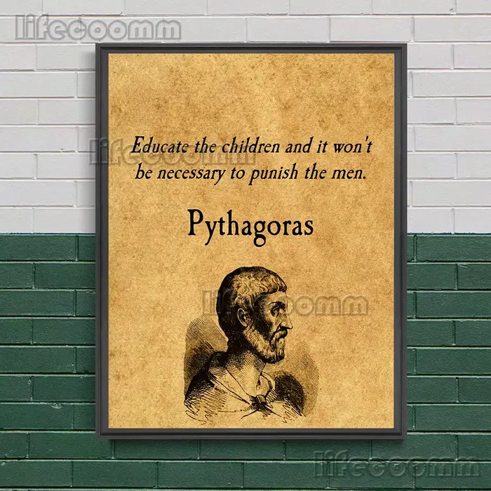 Affiche d'art mural vintage sur toile de Pythagore, Diogène, Épicure, citations célèbres, Shaers cél