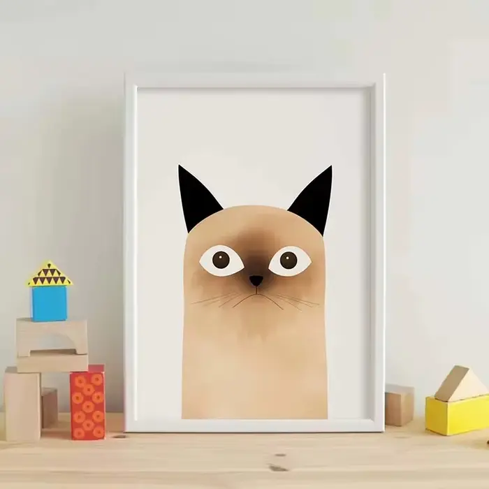 Affiche d'art minimaliste de chat mignon