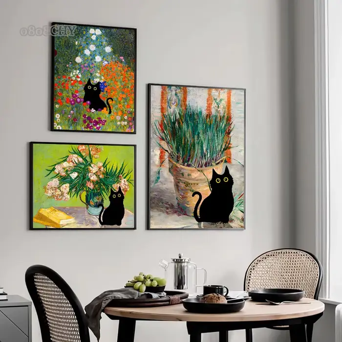 Toile de chat noir drôle