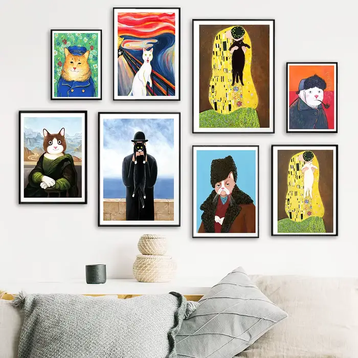 Peinture sur toile de l'artiste classique Klimt Cat Kd'appareils