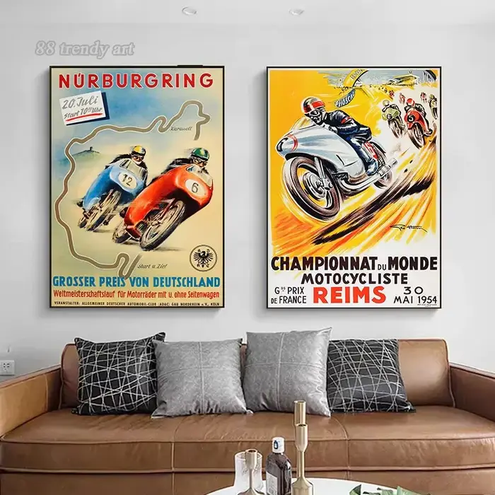 Affiches de championnat du monde de courses de motos Vintage 24 heures