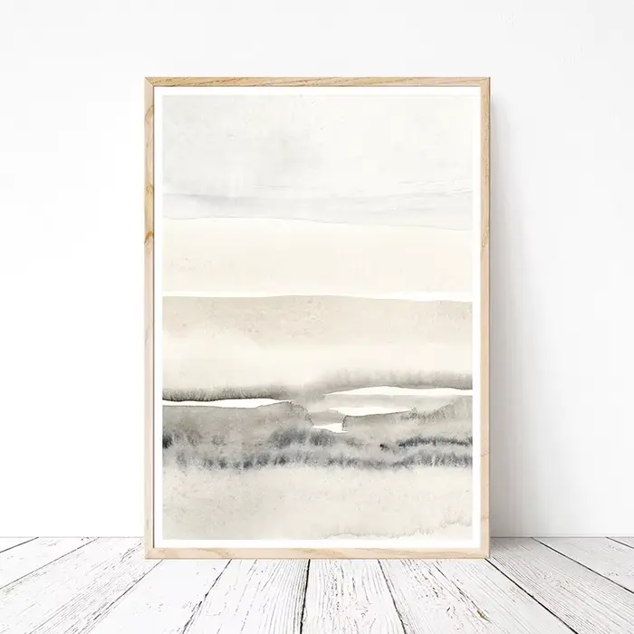 Toile de peinture abstraite Beige et grise